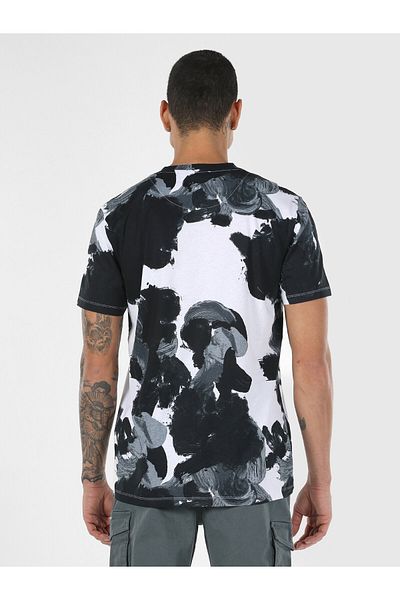 Colin's Tricou cu mânecă scurtă pentru bărbați, cu decolteu rotund, cu model alb - Potrivire obișnuită