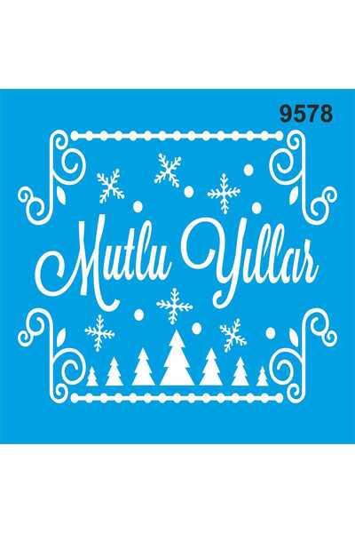 StencilSepeti عيد ميلاد سعيد - قالب رسم استنسل 40x40