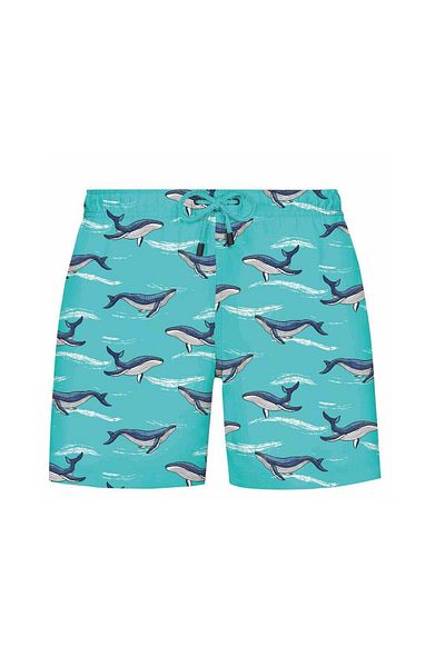 WESTMARK LONDON Turquoise Shark Printed Regular Fit Pantaloni scurți de mare pentru băieți Wmanımal Shark