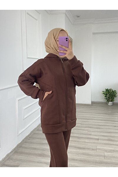 Arden Scarf Σετ με φερμουάρ με κουκούλα με τρεις κλωστές πάνω-κάτω