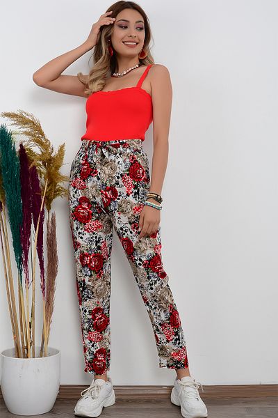 AVORWE Floral Patterned Skinny Leg Trousers