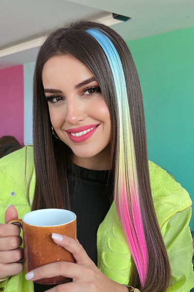 TAKIŞTIR Postă de păr laterală / 3 culori Ombre / 50 Cm