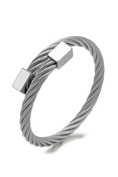 Chavin Spiral Spring Gray Mesh Steel Men's Bracelet Ek94by