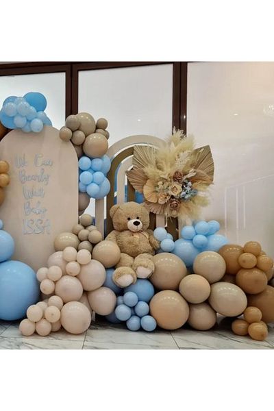Çemrek Süs Parti Blue desert sand caramel balloon chain set 100 pieces of balloons