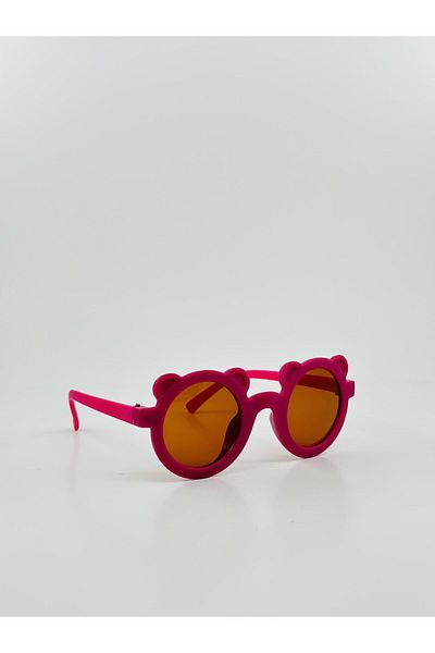 GlimmerGroove Children's Sunglasses with Teddy Bear for 1-9 Years Cherry Glasses