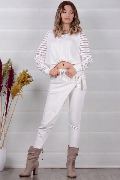 AVORWE Pantaloni din bumbac pieptănat cu aspect largi, cu talie elastică și buzunare