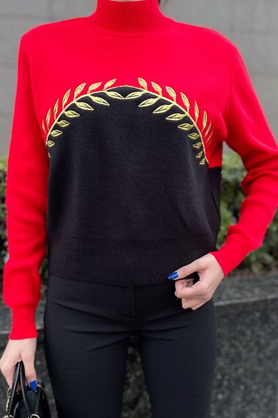 MAGARDE Embroidered Knitwear Sweater - RED