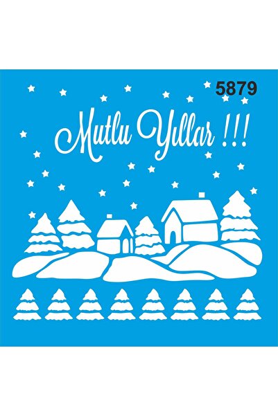 StencilSepeti Happy New Year - Stencil Painting Template 40x40