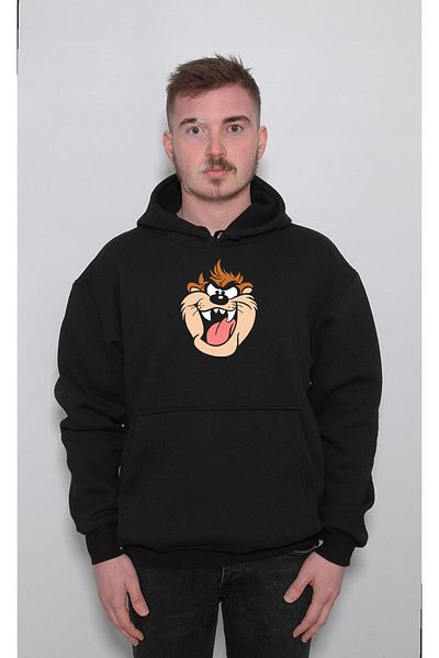 baskwear Унисекс суитшърт с качулка на райета „Тасманийски дявол“