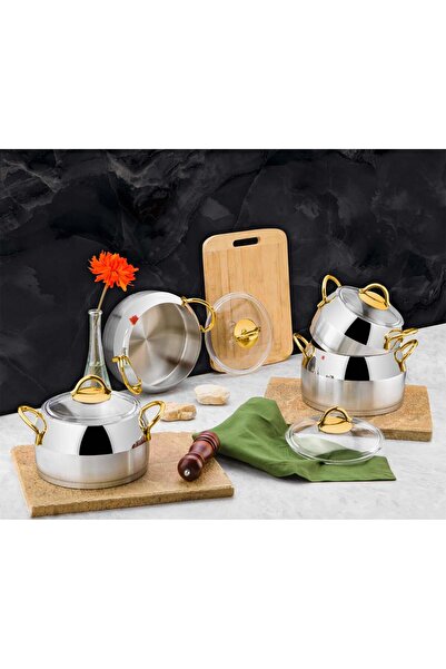 Evimsaray Venüs 8 Parça Tencere Seti Gold