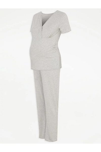 MEGHAN L.A Gray Maternity Nursing Sleepwear Set