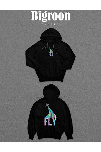 BIGROON Fly Flight Plane Αεροπλάνο Ρετρό Φούτερ Unisex Hoodie με κουκούλα