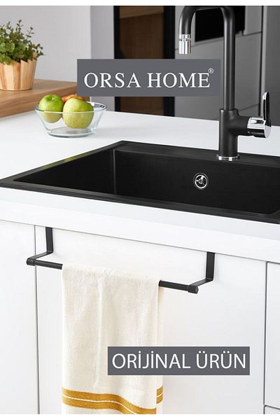 ORSA HOME 958 Θήκη για πετσέτες πόρτας ντουλαπιού Μαύρο
