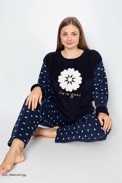 BERİN HOMEWEAR WOMEN'S PLUS SIZE FLEECE PAJAMA SET