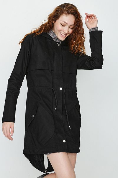 Select Moda Γυναικεία μαύρη κουκούλα με φερμουάρ και τσέπη Parka