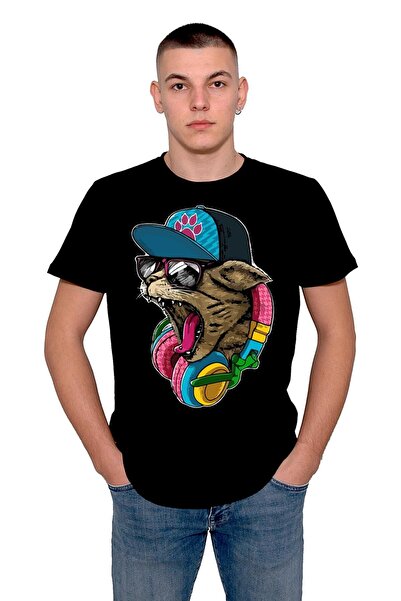 BIGROON تي شيرت هيب هوب كات للجنسين - تفاصيل سماعة الرأس