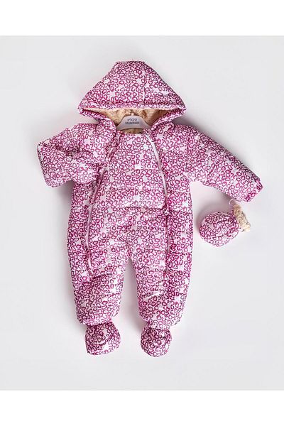 MİNİKO KİDS BABY GIRL HEARTED FUR INSIDE DOUBLE ZIPPER WITH BOOTIES GLOVES ASTRONAUT COAT JUMPSUIT