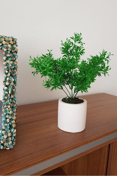 adresiburasi زهرة رسمية صناعية في وعاء زهور خرساني أخضر أخضر