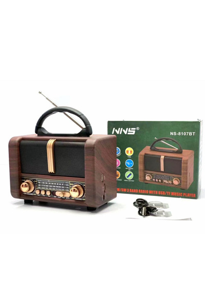 NNS Ns-8107bt Taşınabilir Nostaljik Radyo Bluetooth Speaker Usb Tf Card Aux