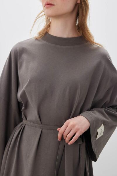 Manuka Oversıze Uzun Rahat Elbise Antrasit