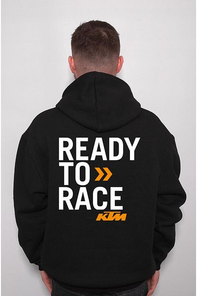 BIGROON Ktm Race To Ready - Unisex Hoodie με κουκούλα, μπλούζα με λογότυπο Supermotor2 μπροστά