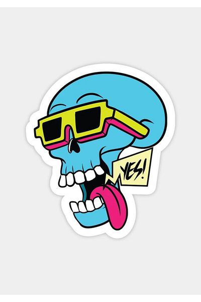 MegaSticker 14x8cm Crazy Skull Autocolant pentru parbriz pentru laptop pentru cască de mașină și motocicletă
