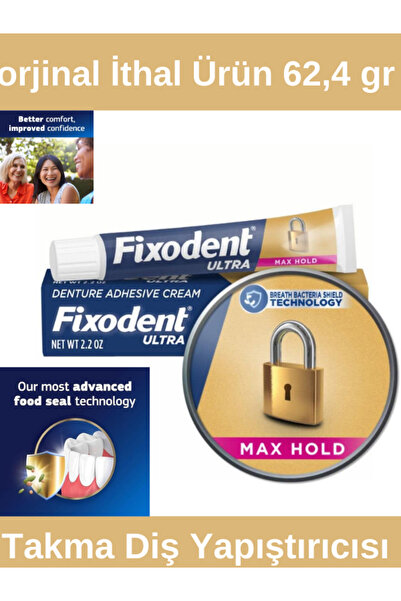 Fixodent Ultra Max Hold Takma Diş Yapıştırıcısı Protez Yapıştırıcı 2,2 oz 62,4Gr (Orjinal İthal)
