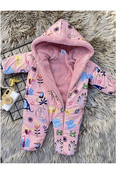 skycott Baby Girl Printed Winter Cotton Footless Cosmonaut Jumpsuit ( Pink )