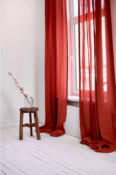 miyolin Washed Linen Curtain with Cornice, Washed Linen Background Curtain, Single Wing No Pleats