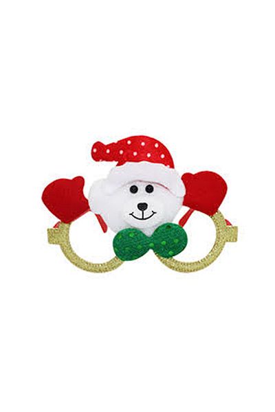 kidspartim Christmas Glasses Gold Framed Plush Snowman with Green Bow
