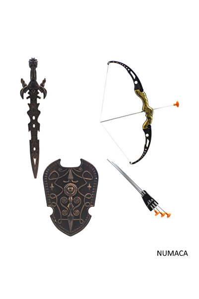 Numaca Oyuncak Süper Savaşçı Kılıç Kalkan Ok Yay Seti - Plastik Oyuncak - Büyük Boy Ok Yay Kılıç Oyun Seti