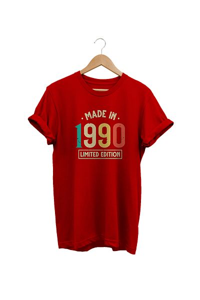 remonz 1990 Printed Red, 100% Cotton, Oversize, Plus Size T-Shirt