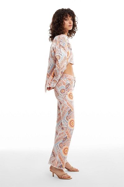 Quzu Colorful Patterned Trousers Natural