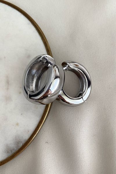 gaila design Silver Plated Chubby Hoop Earrings