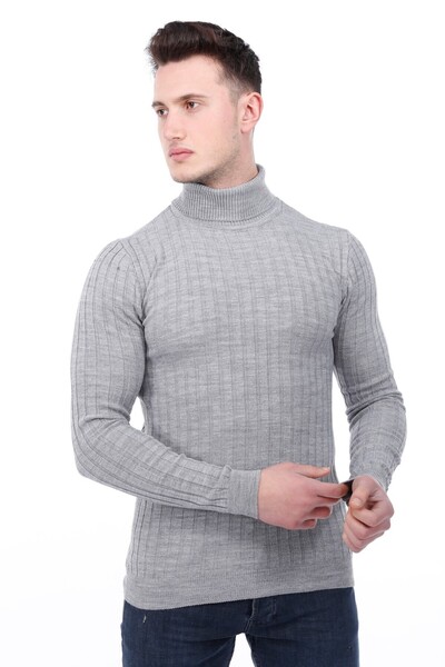 Minharir Pulover Slim Fit Full Fisherman din velur