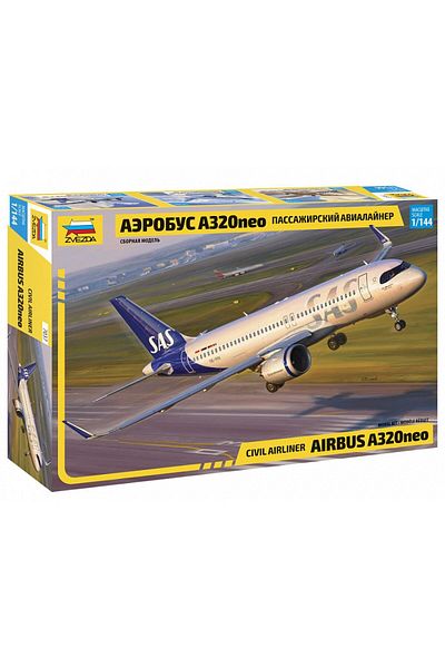 Zvezda 1/144 Airbus A-320 Neo Plastic Airplane Model Kit, Disassembled Hobby Set