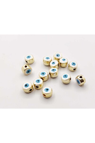 HASAN ERDOĞAN 20 Pieces Gold Round White Eyed Beads Do Not Blacken Spacer