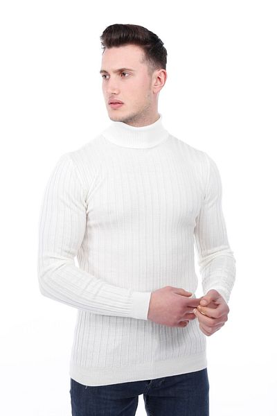 Minharir Slim Fit Full Fisherman Corduroy Sweater
