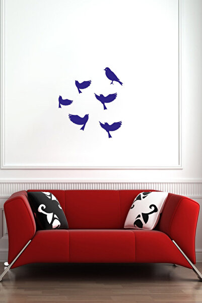 NED MDF LAZER DEKARASYON Mavi 6'lı Dekoratif Kuş Ahşap Tablo Lazer Kesim 3mm ...