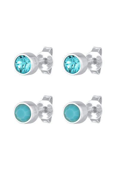 ELLI Orringe Seti Kristal Blau Basic 925 Gümüş