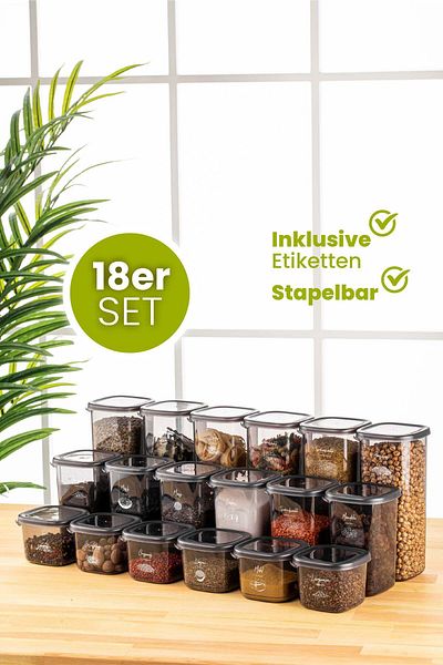 Viwares Peggy luftdichte Vorratsdosen mit Deckel | 18er Vorratsbehälter Set