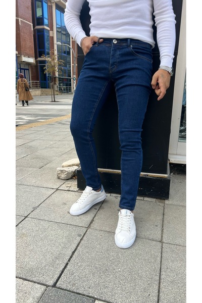 Ser Joven Férfi sötétkék Skinny Fit Lycra Jean nadrág