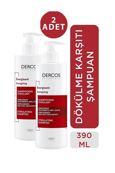 Vichy Dercos Energisant Shampoo Anti-Spill - 400 ml, 2 Pieces