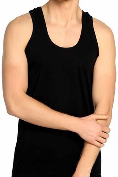 Moodon Tutku Rib 100% Cotton Men's Sports Black Undershirt