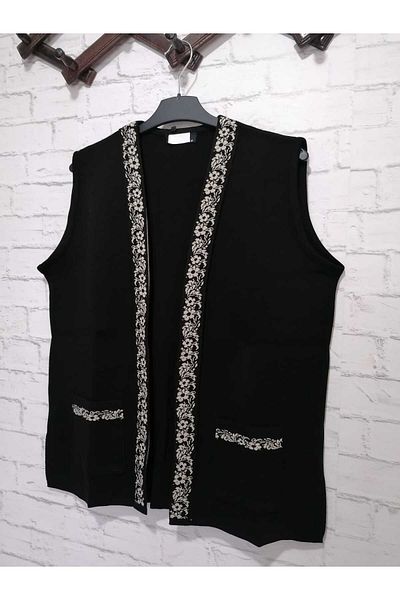 anne moda ankara Wool Blended Vest with Steel Knitted Pockets