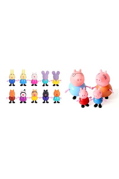 Kumik Peppa Pig 10+4 Figure Peppa, George Family And Friends