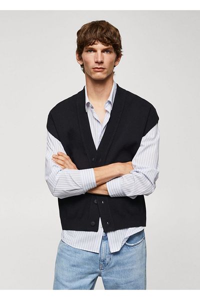 MANGO Man Strickweste mit Knöpfen