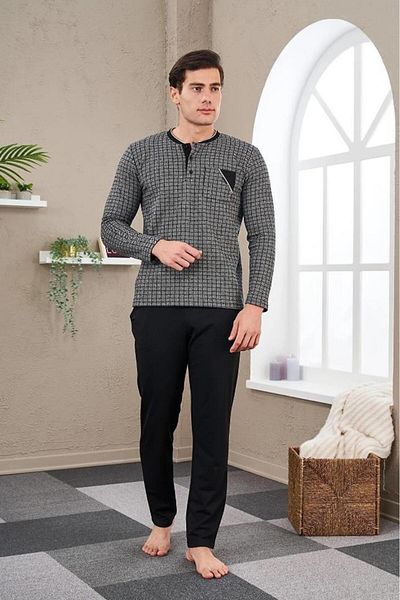 Pjs Pijama Pjs 23709 Costum de pijama jacquard cu patchwork pentru bărbați