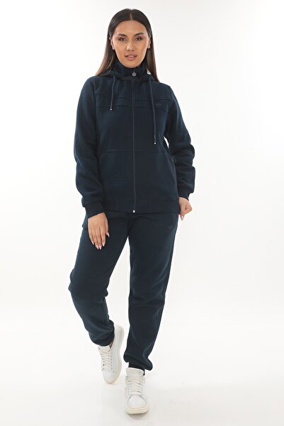 FORE SPORT Σετ γυναικεία κουκούλα με φερμουάρ 3 κλωστών Navy Blue Battal