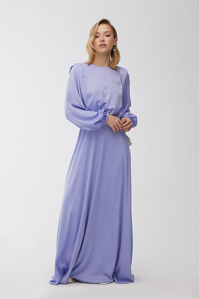 Manuka Abendkleid aus Seidensatin Lavendel